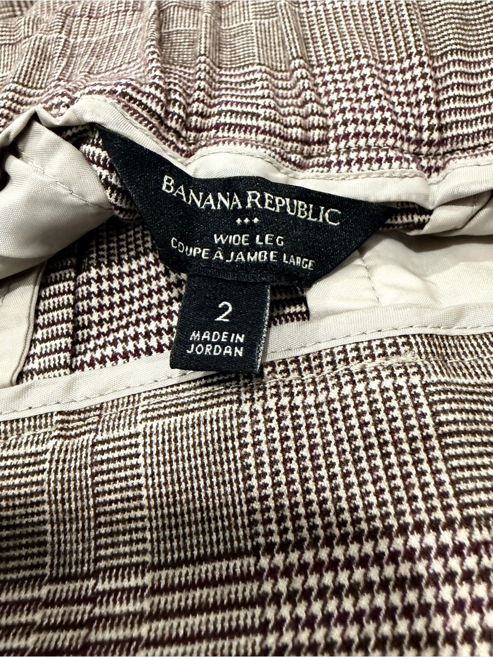 Banana Republic Wideleg Plaid Houndstooth Pleated Pant Sz-2 Academia OfficeSiren - Picture 7 of 14